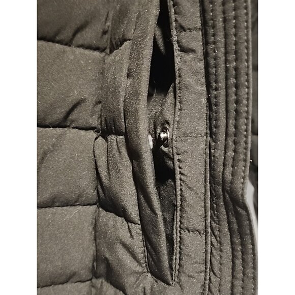 DKNY size SMALL Bib Front Puffer winter Jacket Womens Black coat with hood - Picture 10 of 12